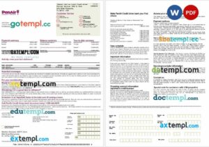 USA Florida PenAir Credit Union bank mortgage statement in Word and PDF formats, 2 pages