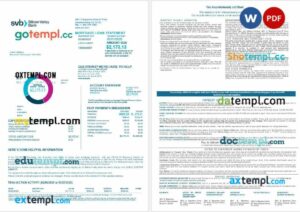 USA Florida Silicon Valley bank mortgage loan statement in Word and PDF formats, 4 pages