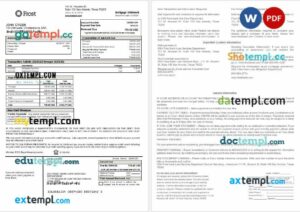 USA Frost bank mortgage statement in Word and PDF formats