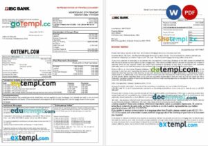 USA IBC bank mortgage statement in Word and PDF formats, 3 pages