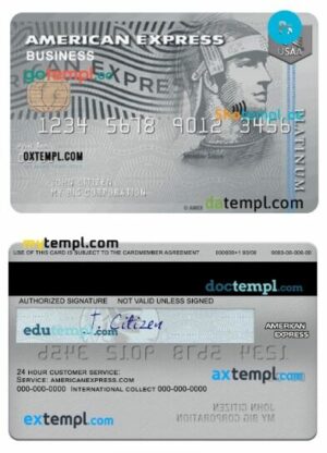 USA USAA bank Amex business card template in PSD format