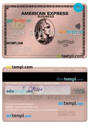 USA University of Southern Indiana bank Amex rose gold metal business card template in PSD format