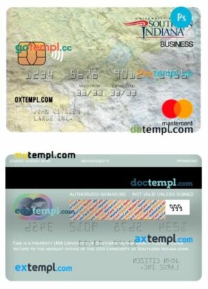 USA University of Southern Indiana bank business mastercard template in PSD format