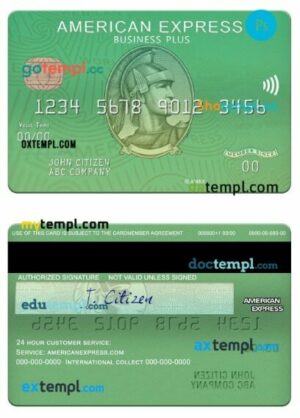 USA Waste Management bank Amex green business plus card template in PSD format