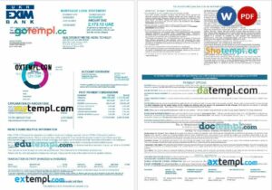 Ukraine Ukreximbank Bank mortgage loan statement in Word and PDF formats, 4 pages