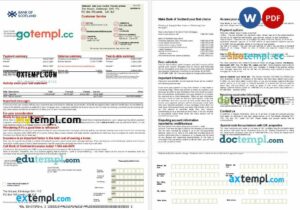 United Kingdom Bank of Scotland mortgage statement in Word and PDF formats, 2 pages
