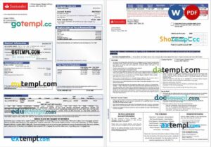 United Kingdom Santander bank mortgage statement in Word and PDF formats, 3 pages