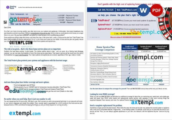 United Kingdom Starling bank mortgage loan statement in Word and PDF formats, 8 pages - Image 3