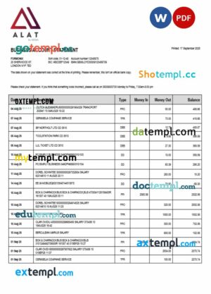 ALAT firm account statement Word and PDF template