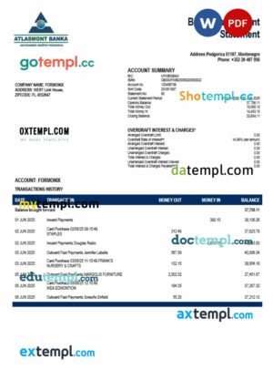 Atlasmont enterprise account statement Word and PDF template