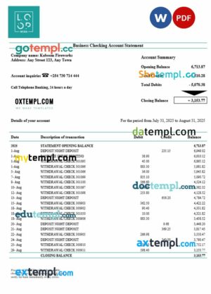 Kenyan CBA Loop business organization checking  statement Word and PDF format