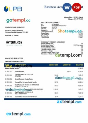 Latvian LPB business firm statement Word and PDF format