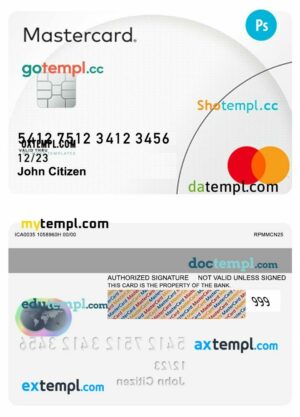 Mastercard sample psd classic design template in PSD format