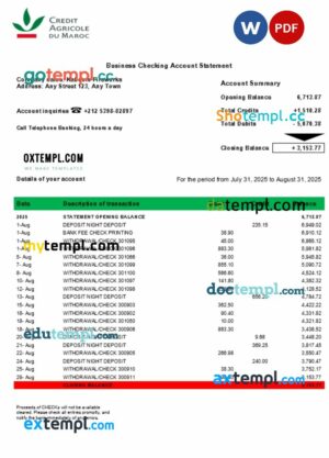 Morocco Crédit Agricole enterprise statement Word and PDF format