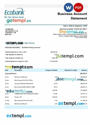 Nigeria Ecobank business firm statement Word and PDF format