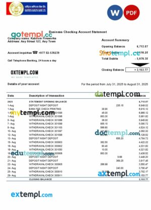 Rastriya Banijya firm account statement Word and PDF template