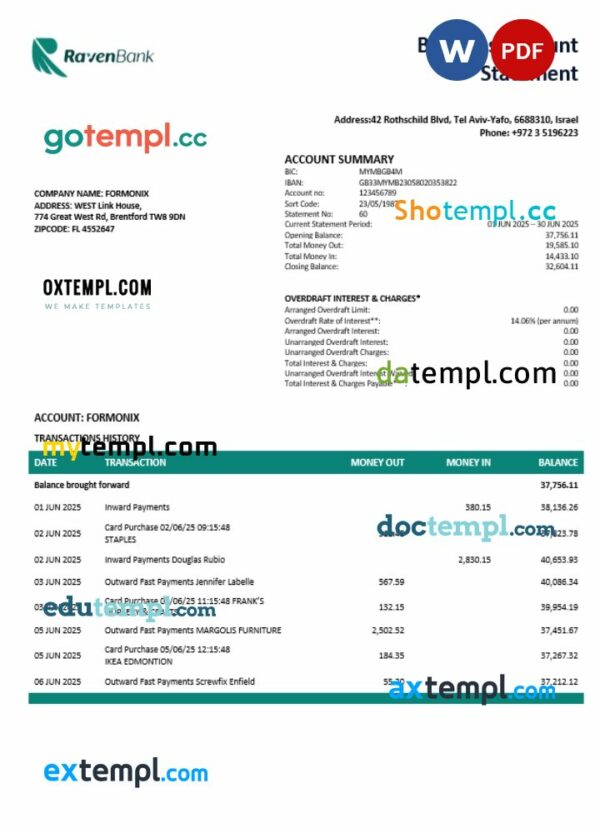 Raven enterprise statement Word and PDF format