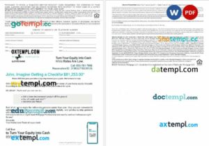 USA Lloyds bank mortgage loan statement in Word and PDF formats, 4 pages