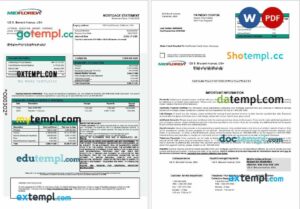 USA MidFlorida Credit Union bank mortgage statement in Word and PDF formats