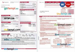 USA Mountain America Credit Union bank mortgage statement in Word and PDF formats, 3 pages