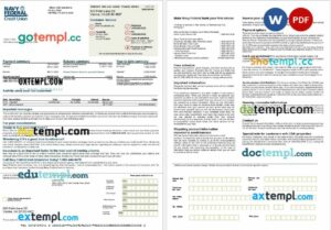 USA Navy Federal bank mortgage statement in Word and PDF formats, 2 pages