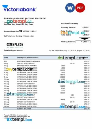 Victoriabank firm account statement Word and PDF template