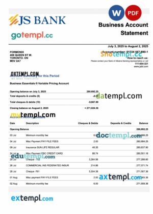Pakistan JS firm statement Word and PDF template