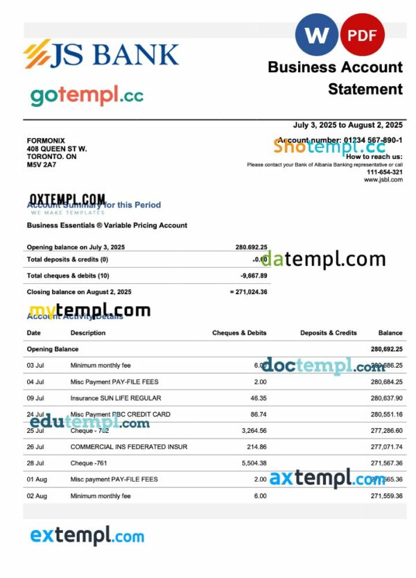 Pakistan JS firm statement Word and PDF template