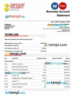 Philippines Al-Amanah Islamic Investment enterprise statement Word and PDF format
