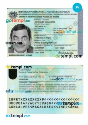 Portugal ID card PSD template, 2020-present