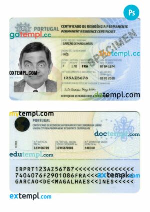 Portugal permanent residence certificate PSD example