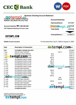 Romania CEC business firm statement Word and PDF format