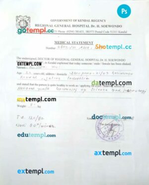 Romania medical statement template in PSD format