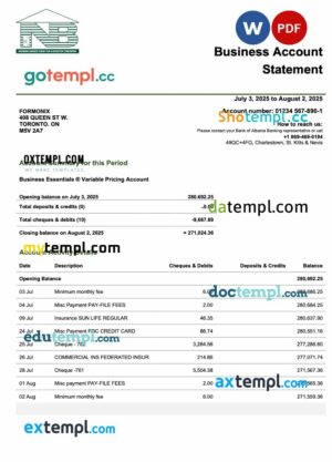 Saint Kitts and Nevis SKNA business firm statement Word and PDF format