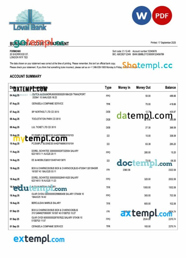 Saint Lucia Loyal enterprise statement Word and PDF format
