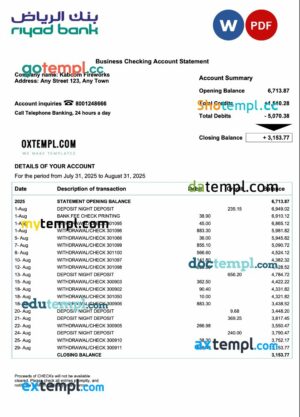 Saudi Arabia Riyad enterprise statement Word and PDF format