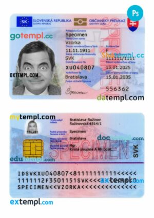 Slovakia ID card PSD template, 2025-present