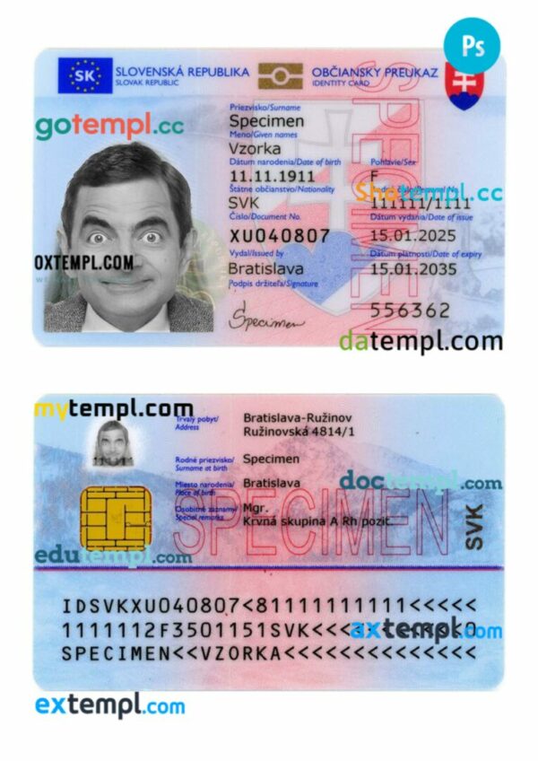 Slovakia ID card PSD template, 2025-present