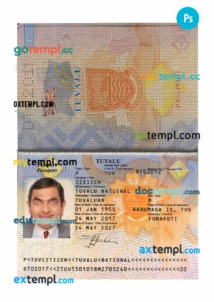 Tuvalu passport PSD template