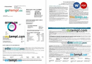 USA New York Piermont bank mortgage loan statement in Word and PDF formats, 4 pages