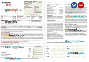 USA Ohio KeyBank bank mortgage statement in Word and PDF formats, 2 pages