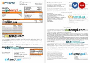 USA PNC bank mortgage statement in Word and PDF formats