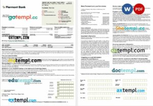 USA Piermont bank mortgage statement in Word and PDF formats, 2 pages