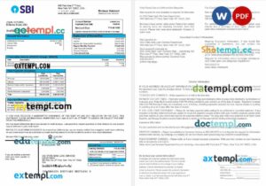 USA State Bank of Indian bank mortgage statement in Word and PDF formats