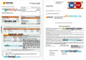 USA Suncoast bank mortgage statement in Word and PDF formats