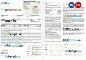 USA Tennessee First Horizon Bank mortgage statement in Word and PDF formats, 2 pages