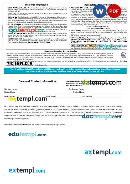 USA Sofi bank mortgage statement in Word and PDF formats, 3 pages - Image 2