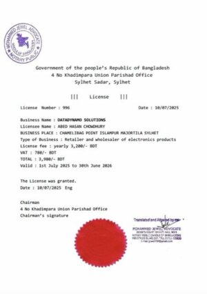 Bangladesh Sylhet business license Word and PDF template