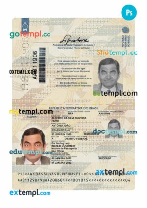 Brazil passport PSD template, 2022-present