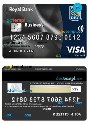 Canada Royal bank visa business card template in PSD format